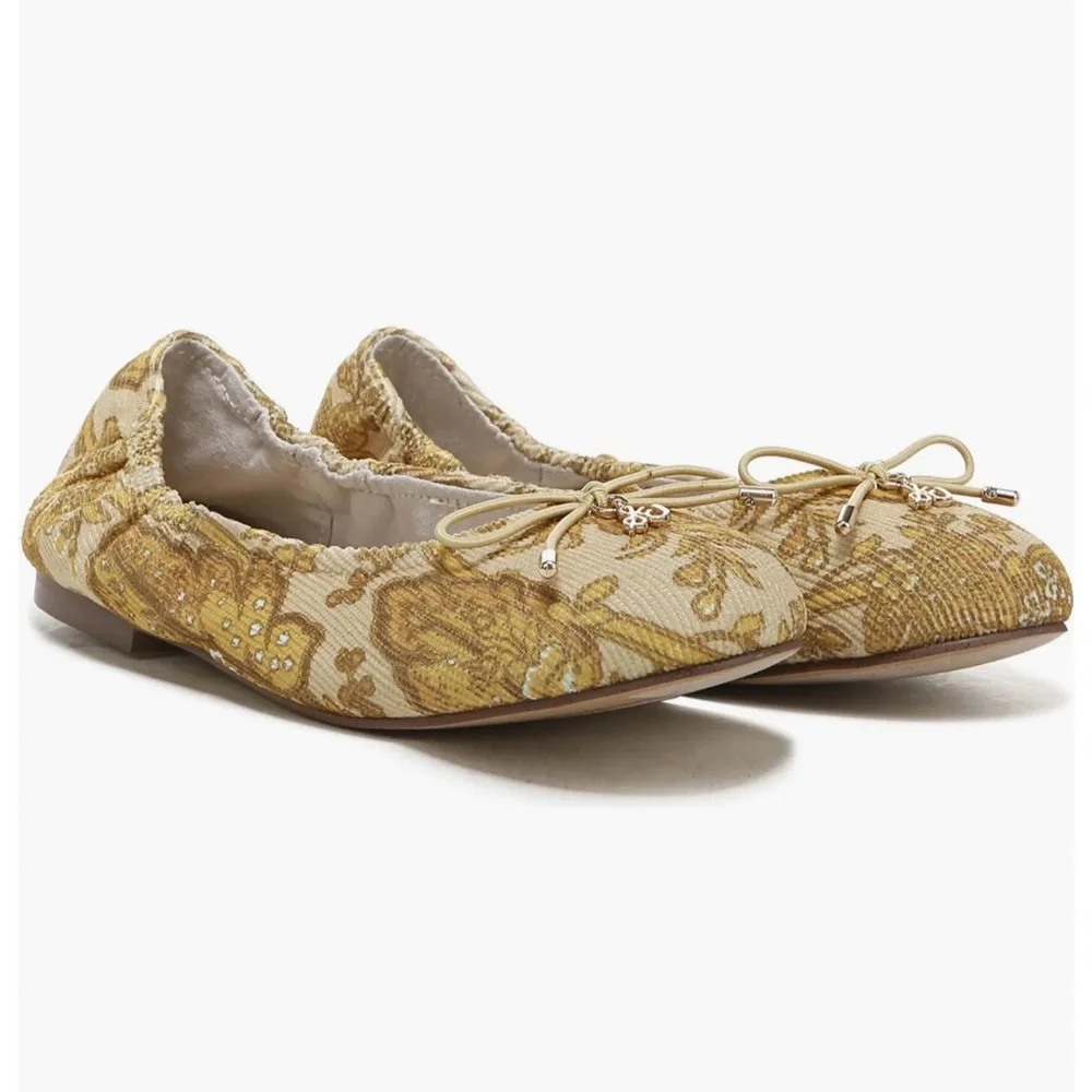 New Sam Edelman Felicia Floral Jacquard Ballet Flat, Size 2, Girl Youth Shoes